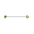 Hermoso piercing industrial con bolas de cristal de colores, joyería industrial de titanio para piercing de lengua con barra