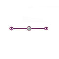 Fantastico piercing industriale con bilanciere industriale in titanio con diamante trasparente 14G 38mm rosa verde blu argento