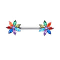 Blomster brystvorte piercing rette vektstenger trådløs tryknål titan 2 stk 14G 16mm
