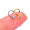 Anello da naso a cavatappi in oro con perno a vite in titanio 20G con CZ