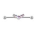 Fantastici gioielli da piercing industriali con bilanciere industriale in titanio con 5 pietre 14G 36mm