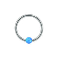 Opal septumring 16G med hvit blå rød opal rund captive perlering 8mm nesepiercing