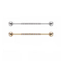 Piercing de barra industrial fofo com pedras CZ ouro e prata titânio barra industrial 14G