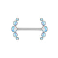 Barra lunga per piercing al capezzolo titanio 14G con opale 14mm 16mm filettata internamente 1 pezzo
