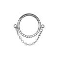 Anello piercing con catena 16G in titanio di grado impianto con pietre CZ oro e argento 1 pezzo