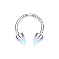 Opal näsring med spikar titan septum ring hästsko barbell 16G blå opal vit opal lila opal