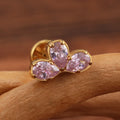 Piercing Ashley in oro con tre diamanti Ashley Labret piercing perno per piercing al labbro in titanio 16G