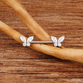 Schmetterlings-Nippelring 14G mit klaren CZ-Steinen aus titanfreiem Gewinde