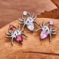 Perno da naso a ragno con un orecchino da piercing in titanio con diamante trasparente rosa o rosso