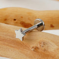 Stern-Ohrstecker, Titan-Labret-Ohrstecker, goldfarben, silberfarben, flache Rückseite