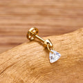Piercing elica verticale con pietra triangolare cz in titanio 16G piercing elica flottante labret stud