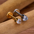 Titaniumstiftörhänge med en hjärtformad diamant 16G guld silver