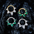 Anello per setto in stile vintage con pietre verdi o trasparenti, anello per naso in titanio a scatto 16G per piercing daith