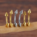 Spike böjd barbell titan 16G böjd barbell piercing 6mm 8mm 10mm 12mm