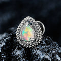 Söt flat piercing med tårdropp opal titan labret-stift 16G vintage stil