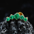 Green diamond stud earring with five round green cz stones long ear stud helix piercing titanium 16G