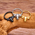 Anello per setto nasale toro in argento nero oro con occhi chiari o rossi anello per setto maschile titanio