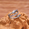 Snake nose hoop with a two-headed snake and clear cz snake bite hoop piercing