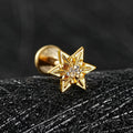Piercing al naso piccolo in titanio a forma di stella con diamante e pietra trasparente