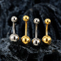 Barbell curvo con grandi sfere anello per ombelico in titanio 14G semplice e classico