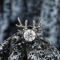 Deer antler earring with a clear cz stone titanium labret stud Christmas jewelry