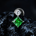 Orecchino verde con diamante verde cz naso verde perno in titanio piercing al padiglione auricolare 16G