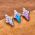 Piercing trasparente Ashley con perno per labbra in titanio con diamante blu rosa chiaro e perno per naso e orecchio 16G