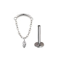 Dold Helix kedja med en marquise klar sten och en kedja titan Flytande Helix piercing stift