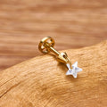 Star drop earring titanium piercing stud 16G threadless