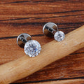 Orecchino a bottone con diamante singolo con pietra cz titanio 2,5 mm 3 mm 4 mm labret stud 16G flatback