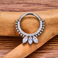 Anello con setto diamantato Anello da naso con clicker in titanio 16G