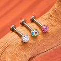 Piercing labret con sfera di cristallo in titanio 16G