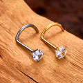 Anello da naso in titanio con vite a bottone con diamante in oro e argento 20G 18G