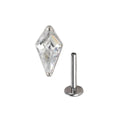 Diamond ashley piercing with a kite shape stone clear ashley piercing titanium lip piercing