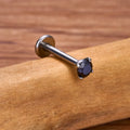 Labret con pietra cz nera, filettatura interna, piccolo e semplice, titanio 16G 18G