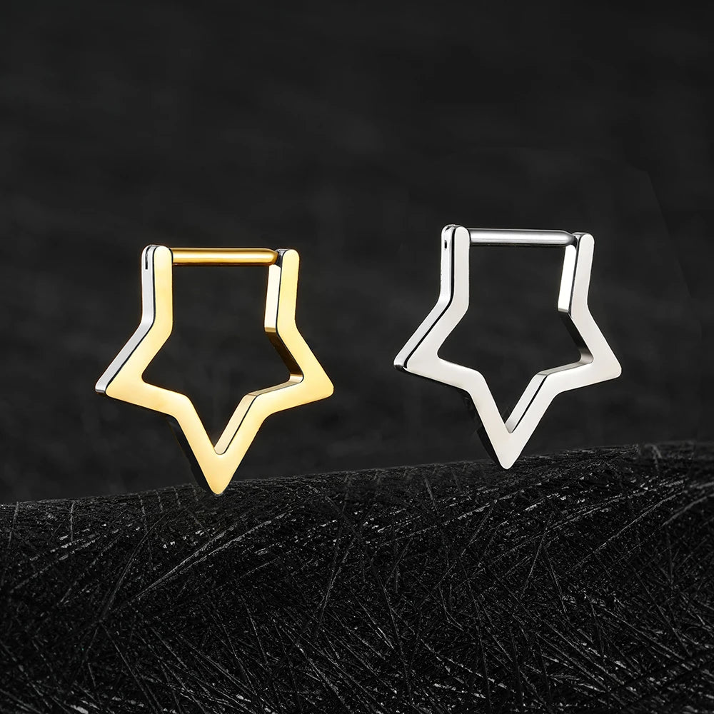 Trendy-Sandy - Piercing per capezzolo, 14 mm, a forma di stella, con Trendy-Sandy - Piercing per capezzolo, 14 mm, a forma di stella, con