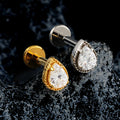 Diamantöronpiercing i vintage-stil med en tårdroppe klar cz-sten titan labret-stift