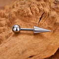 Vertikaler Helix-Spike mit einer Kugel und einem Spike aus silbernem, geradem Titan-Stab 16G
