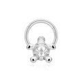 Anello al naso con tartaruga, anello setto con anello clicker incernierato in titanio, carino e unico