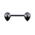 Alieni piercing al capezzolo neri bilancieri dritti 2 pezzi Halloween titanio senza filettatura 14G 14mm