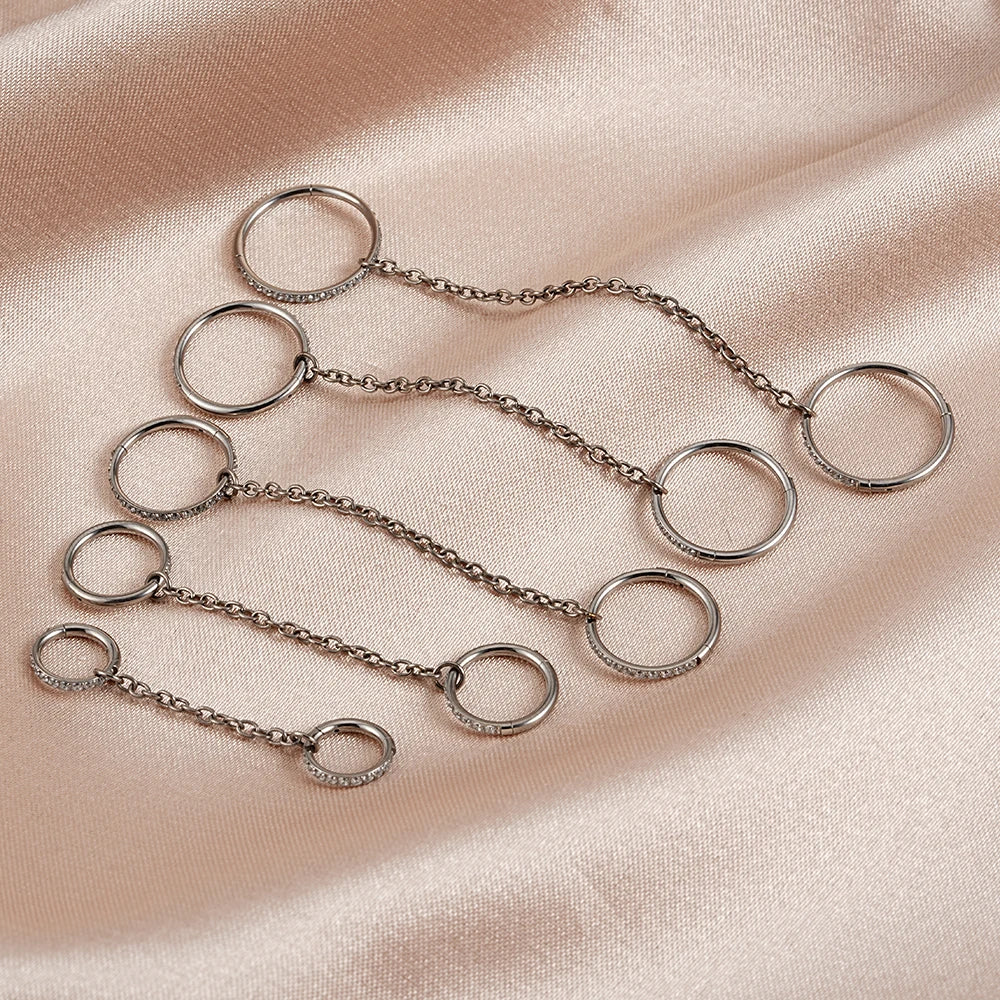 Pendientes de cadena con pendiente de cadena de cartílago de diamantes pendientes de cadena de hélice concha industrial 16G oro plata