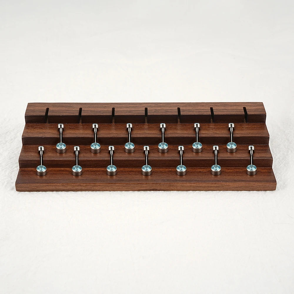 Belly button ring display made of black walnut wood 20 holes