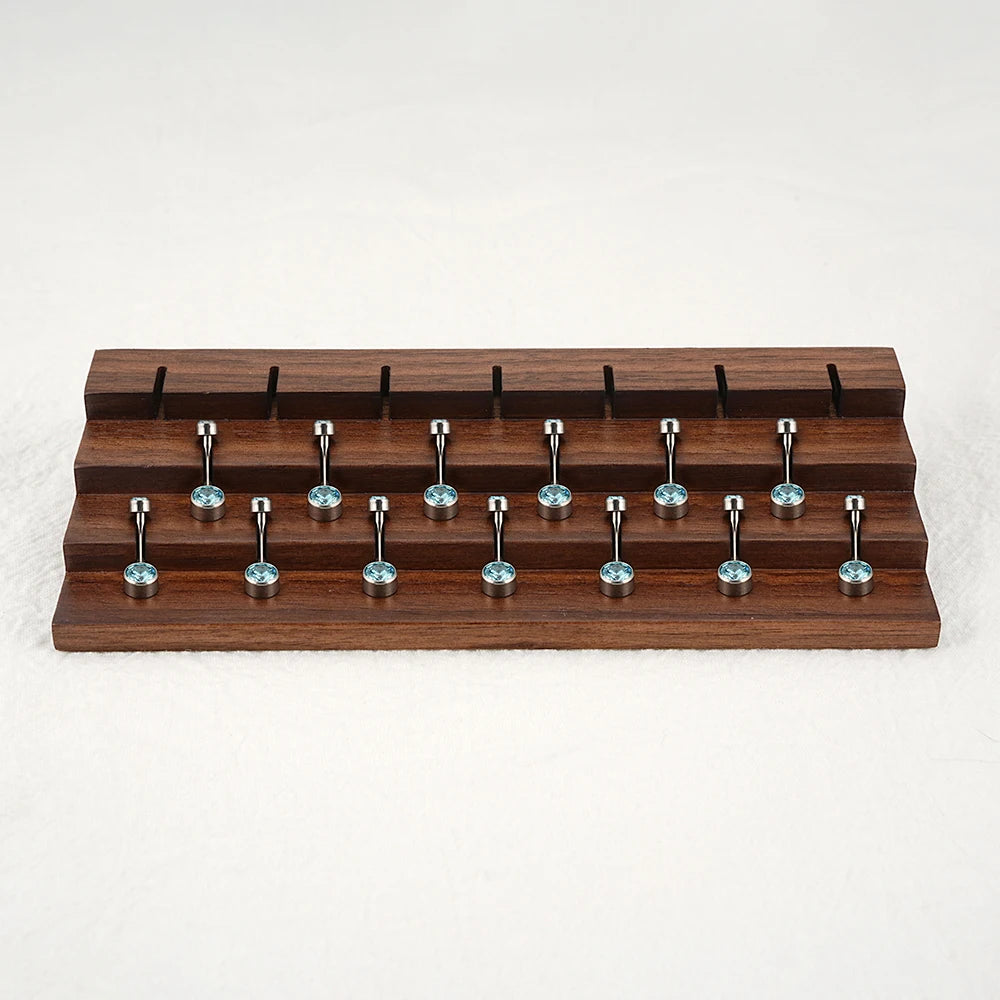 bauchnabelpiercing aufbewahrung Bauchnabelpiercing-Display aus schwarzem Walnussholz mit 20 Löchern – Ashley Piercing Jewelry