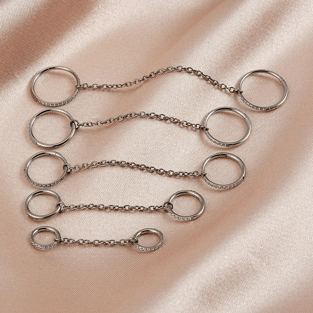 Pendientes de cadena con pendiente de cadena de cartílago de diamantes pendientes de cadena de hélice concha industrial 16G oro plata