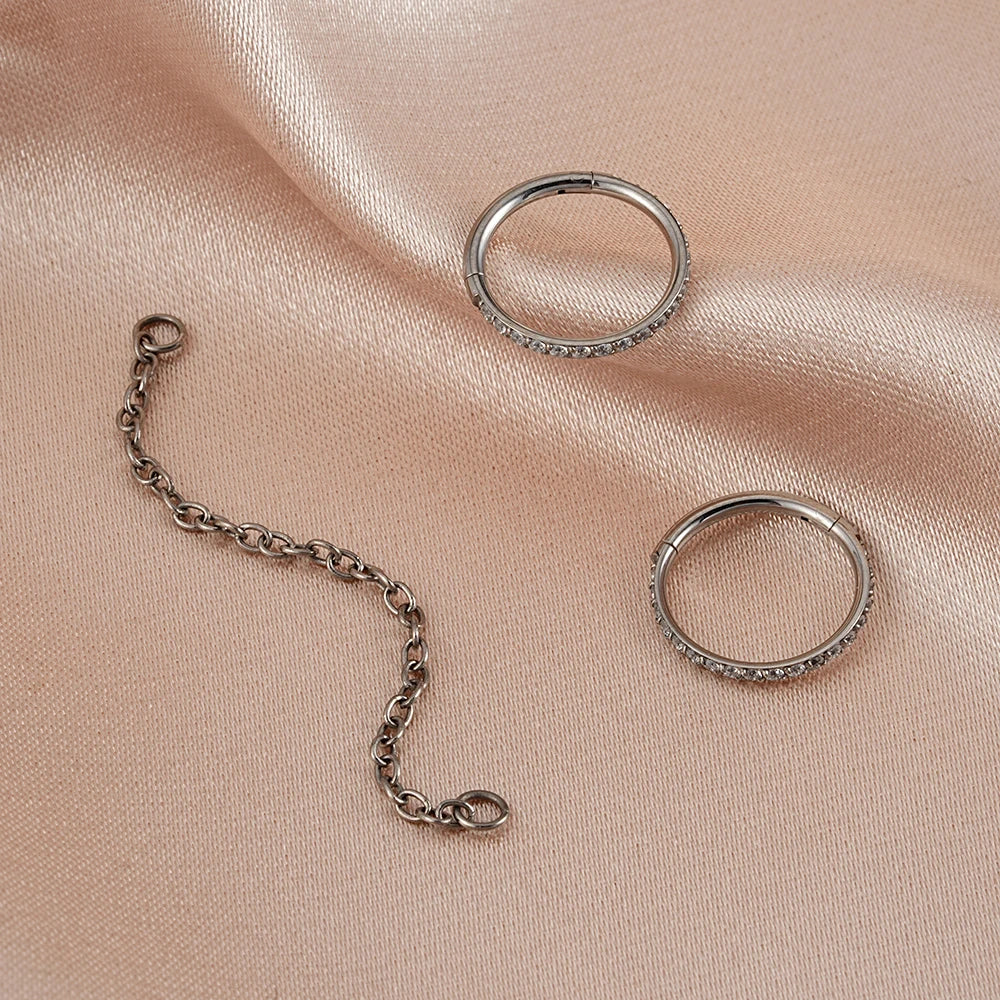 Boucles d'oreilles en chaîne avec chaîne de cartilage en diamant, boucles d'oreilles en chaîne d'hélice, conque industrielle, or 16G, argent