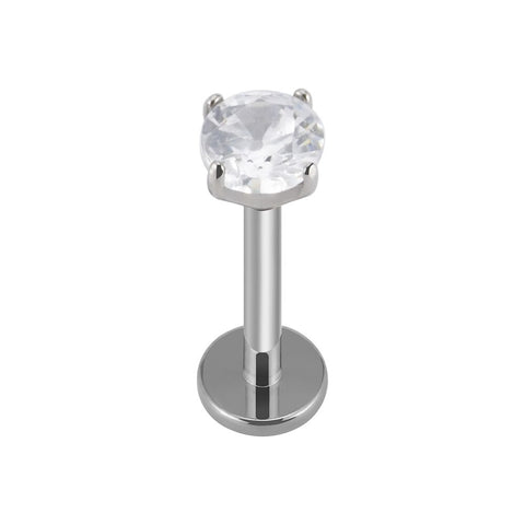 Diamond labret stud flat back labret nose stud with a clear crystal 16G implant-grade titanium