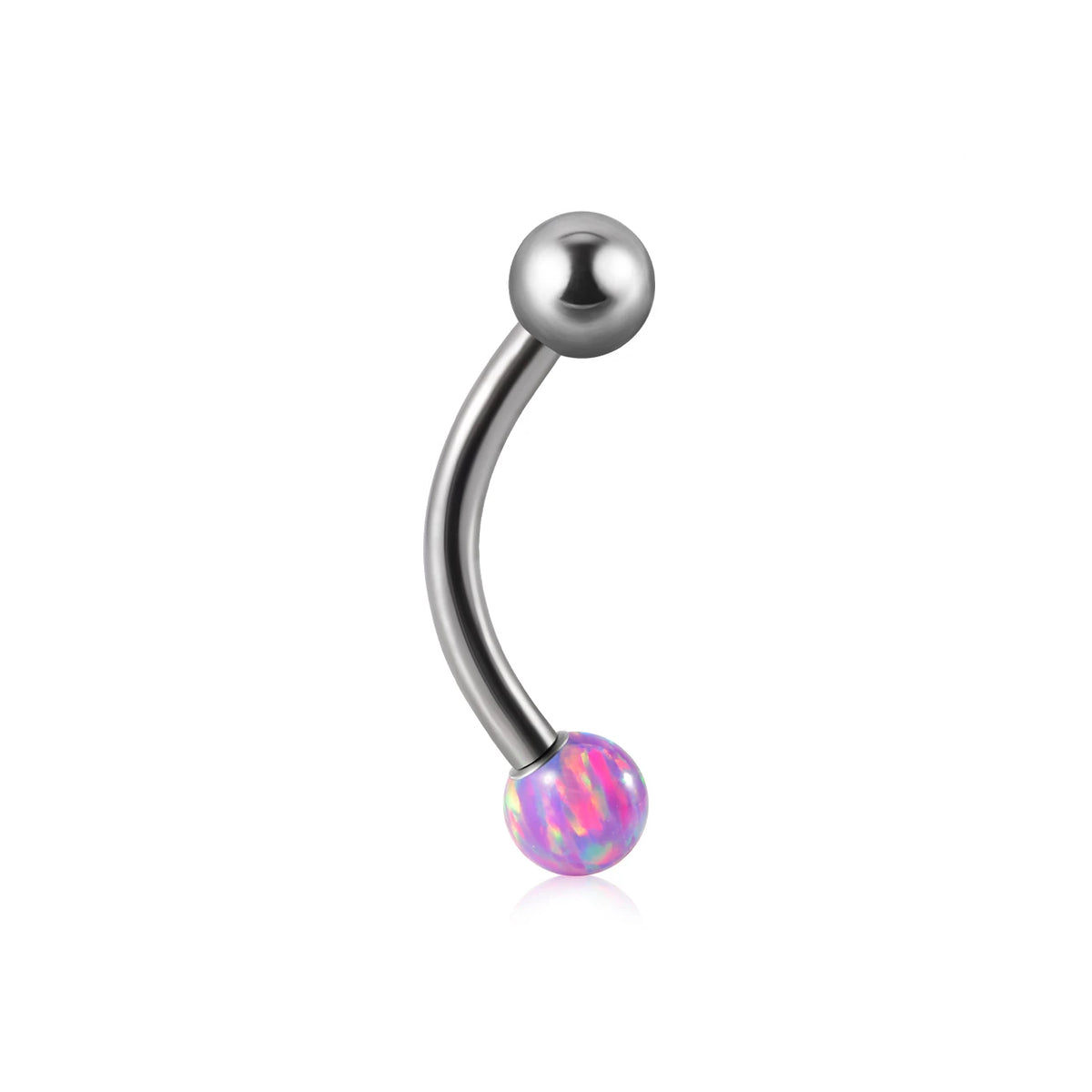 Barbell eyebrow piercing with opal titanium curved barbell