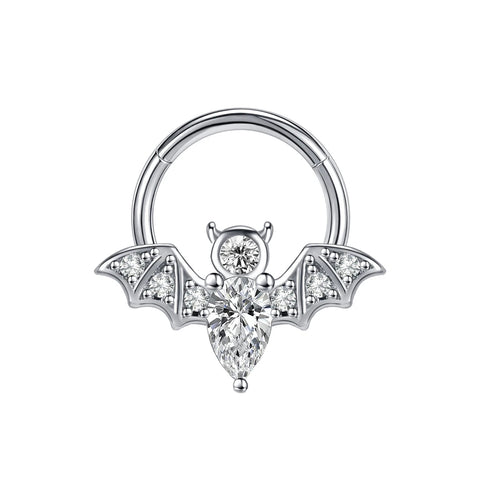 Bat septum ring 16G cool bat wings diamond segment clicker 8mm 10mm titanium