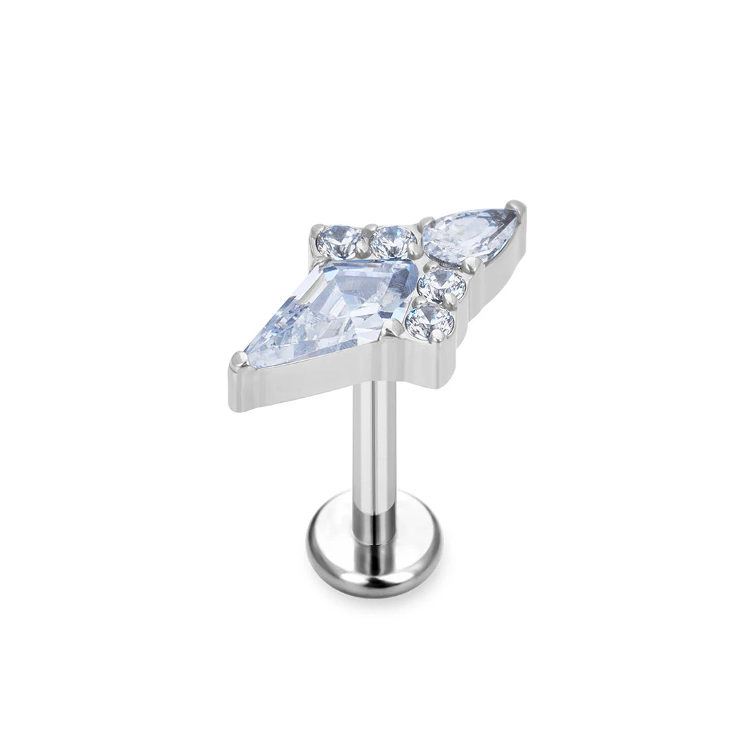 Clear ashley piercing with clear pink blue diamond titanium lip stud nose stud ear stud 16G