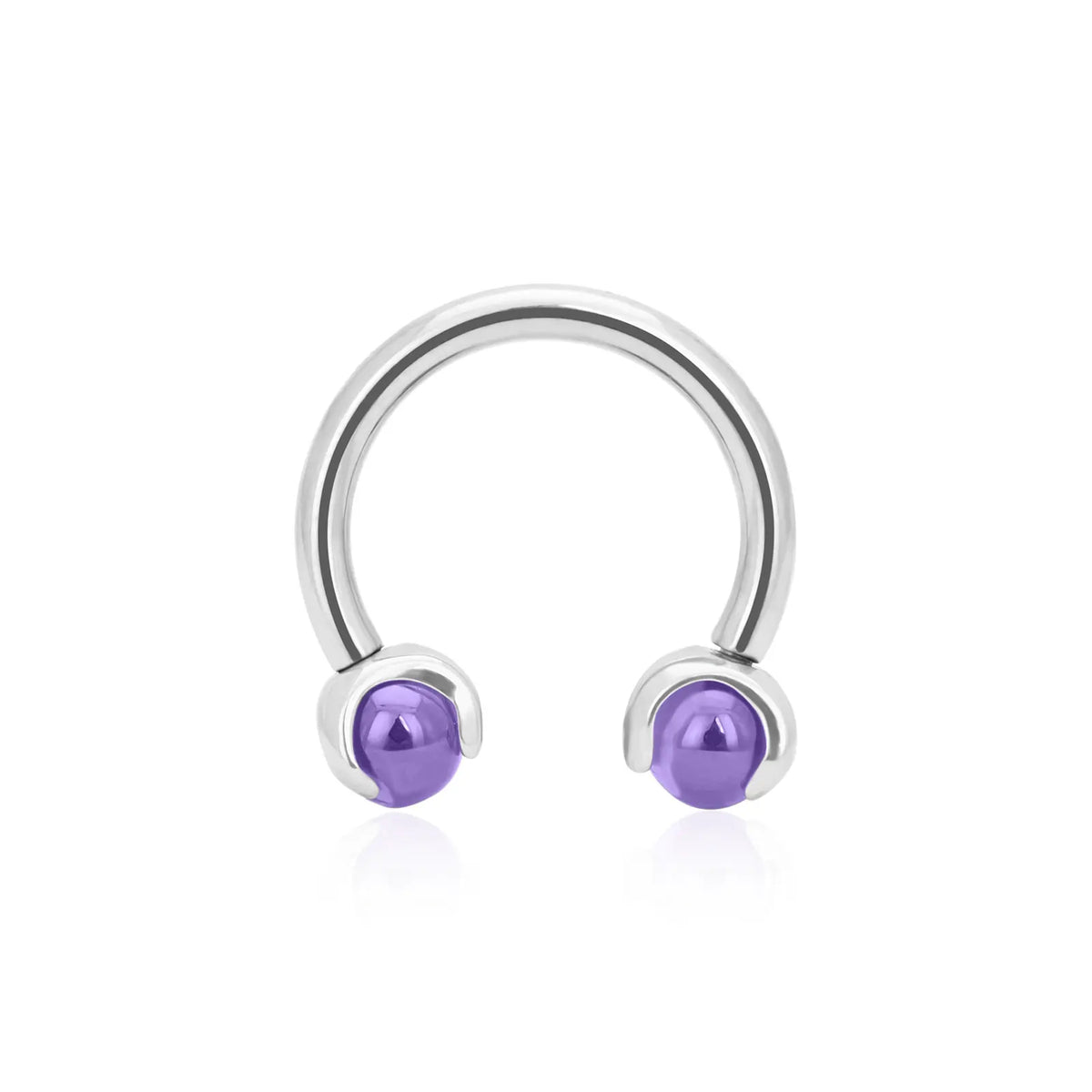 Daith barbell with round purple crystals circular barbell daith piercing titanium horseshoe barbell septum ring